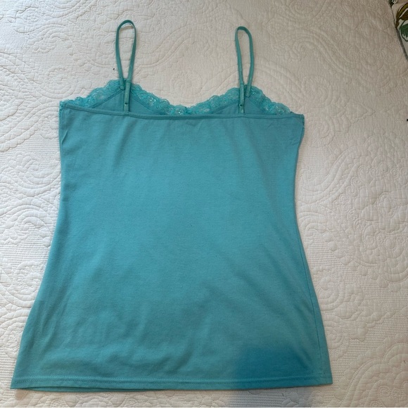 Mix & Co Y2K Lace Trim Cami. Size: Large. Color: Light blue. - Picture 3 of 5